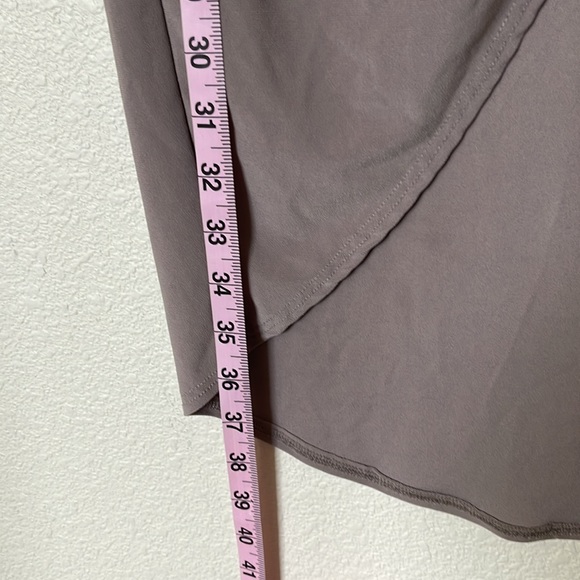 Heathered Taupe Ruched Long Maxi Skirt with Slit Size L - Picture 4 of 6